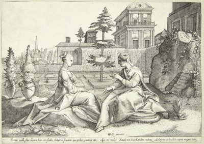 Juno disfarçado de Beroë avisa Semele de Hendrick Goltzius