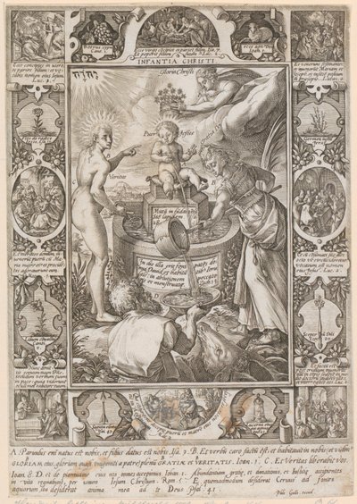 A Infância de Cristo, folha 3 da série «A Vida de Cristo» de Hendrick Goltzius