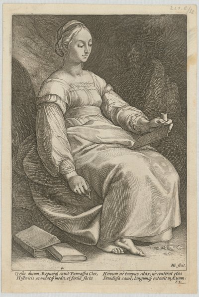 Klio, página 4 da série «Nove Musas» de Hendrick Goltzius