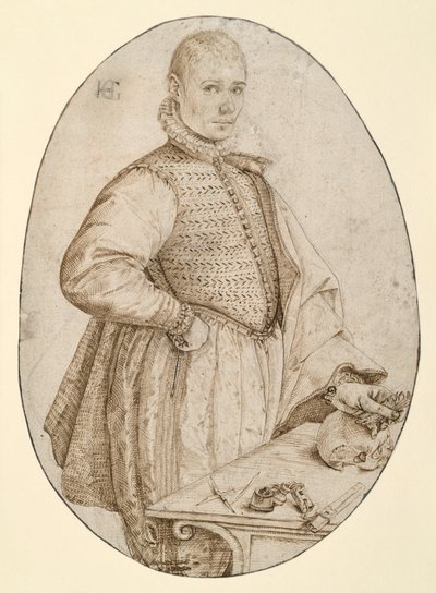 Figura até aos joelhos de um jovem virada para a direita (Gysbrecht van Batenburg) de Hendrick Goltzius