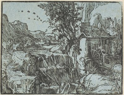 Paisagem com Cachoeira, de Quatro Pequenas Paisagens de Hendrick Goltzius