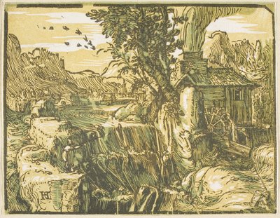 Paisagem com Cachoeira, de Quatro Pequenas Paisagens de Hendrick Goltzius