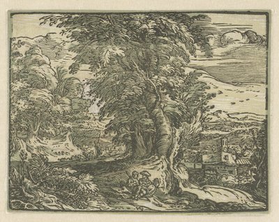 Paisagem com casal sentado Quatro pequenas paisagens (título da série) de Hendrick Goltzius