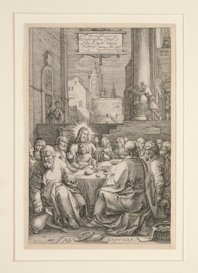 Última Ceia, de The Passion, No.1 numa série de 12 gravuras de Hendrick Goltzius