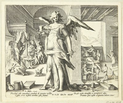 O médico como um anjo de Hendrick Goltzius