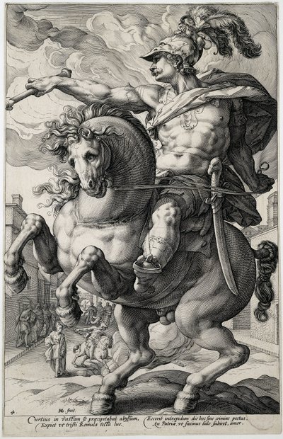 Marcus Curtius
Os heróis romanos (título da série) de Hendrick Goltzius