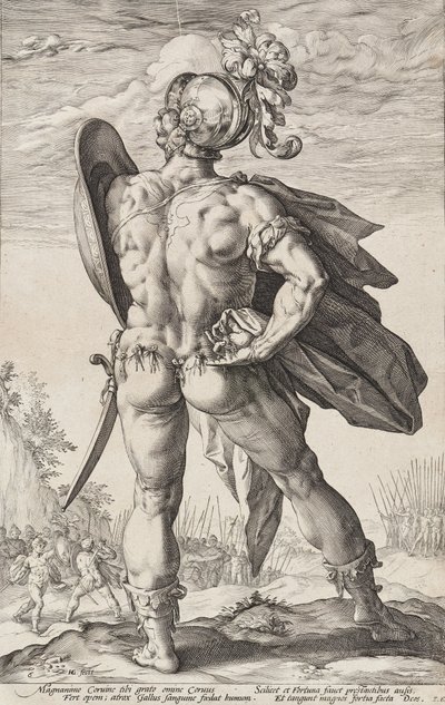 Marco Valério Corvo (Heróis romanos, prancha 6) de Hendrick Goltzius