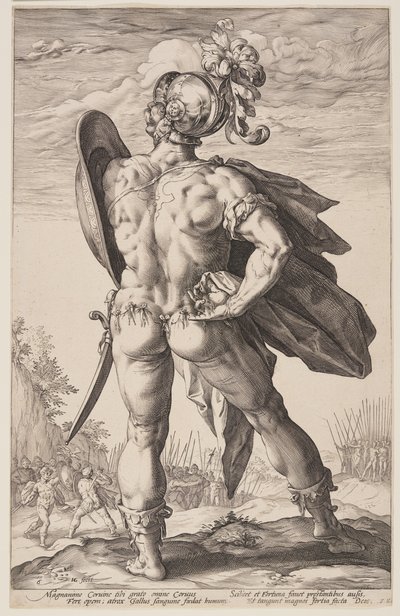 Marcus Valerius Corvus, de Os Heróis Romanos de Hendrick Goltzius