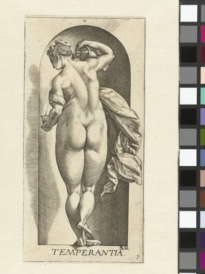 Temperança
Temperantia (título sobre o objecto)
As sete virtudes (título da série) de Hendrick Goltzius