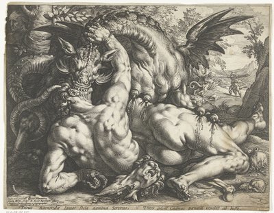 Companheiros de Cadmus devorados por um dragão de Hendrick Goltzius