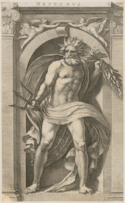 Netuno, folha 2 da série «Oito divindades antigas» de Hendrick Goltzius