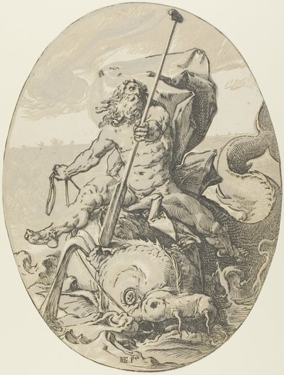 Oceanus, placa dois de Demogorgon e as Divindades de Hendrick Goltzius