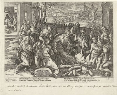 Paul é mordido por uma víbora em Malta
Actos dos Apóstolos (título da série)
Acta Apostolorum (título da série) de Hendrick Goltzius