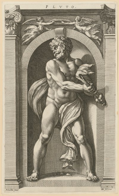 Plutão, folha 3 da série «Oito divindades antigas» de Hendrick Goltzius