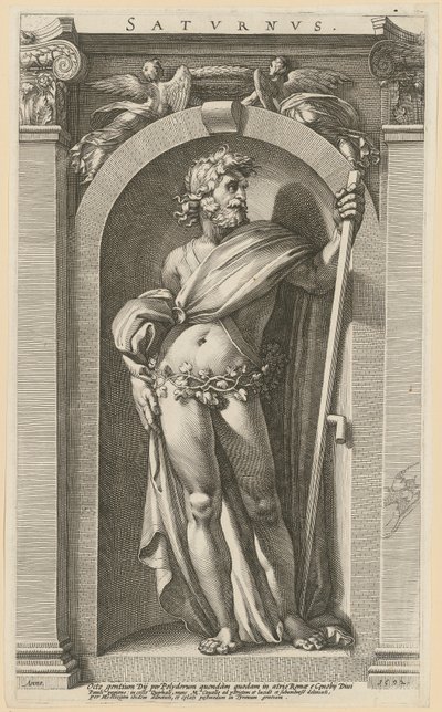 Saturno, folha 1 da série «Oito divindades antigas» de Hendrick Goltzius