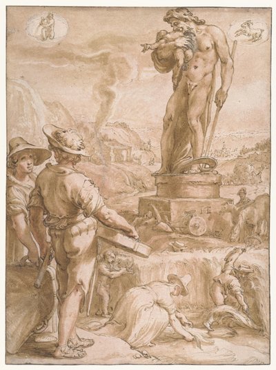 Saturno Sete planetas (título da série) de Hendrick Goltzius