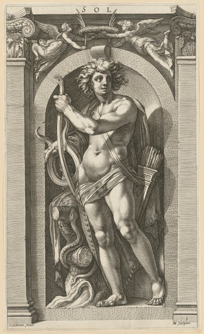 Sol, prancha 5 da série «Oito divindades antigas» de Hendrick Goltzius