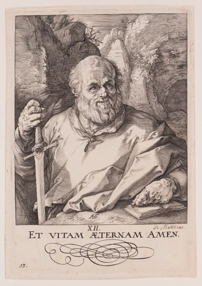 São Matias, de Cristo, os Apóstolos e São Paulo com o Credo de Hendrick Goltzius