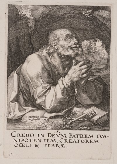 São Pedro, de Cristo, os Apóstolos e São Paulo com o Credo de Hendrick Goltzius