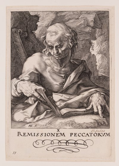 São Simão, de Cristo, os Apóstolos e São Paulo com o Credo de Hendrick Goltzius