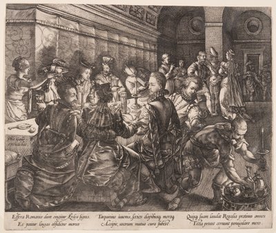 O Banquete de Tarquinius Collatinus, de A História de Lucretia de Hendrick Goltzius