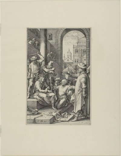 A Coroação de Espinhos, placa sete da Paixão de Cristo de Hendrick Goltzius
