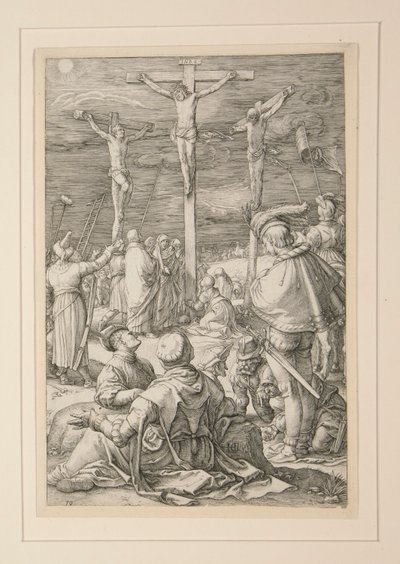 A Crucificação (Cristo na Cruz), de A Paixão, #10 em uma série de 12 gravuras de Hendrick Goltzius
