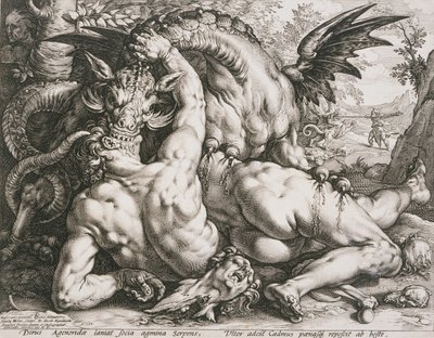 O dragão devorando os companheiros de Cadmo de Hendrick Goltzius