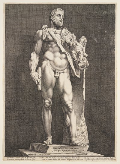 O imperador Cômodo como Hércules, de três estátuas antigas famosas em Roma de Hendrick Goltzius