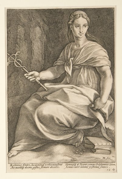 As Nove Musas: Polyhymnia, #8 em uma série de 9 de Hendrick Goltzius