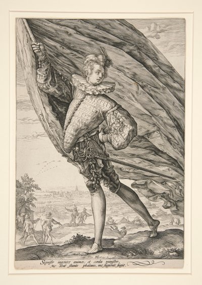 O porta-estandarte, virado para a esquerda de Hendrick Goltzius