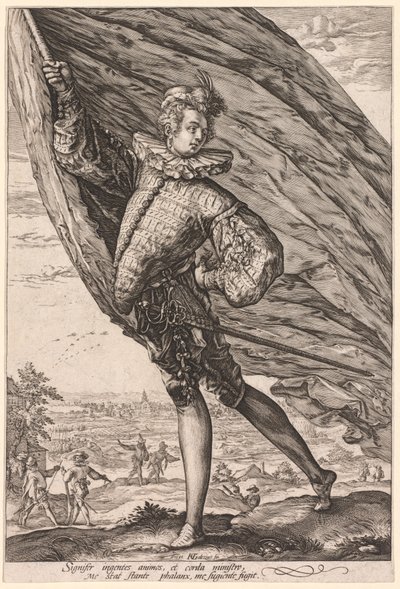O porta-estandarte, virado para a esquerda de Hendrick Goltzius