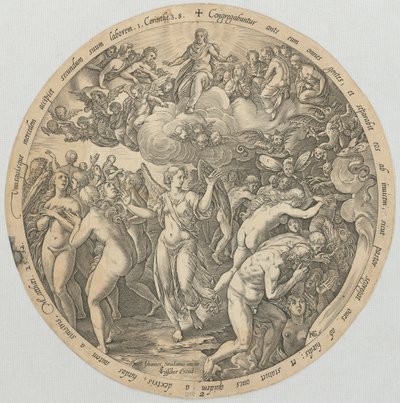 A separação dos justos dos injustos, folha 2 da série «As Quatro Últimas Coisas» de Hendrick Goltzius
