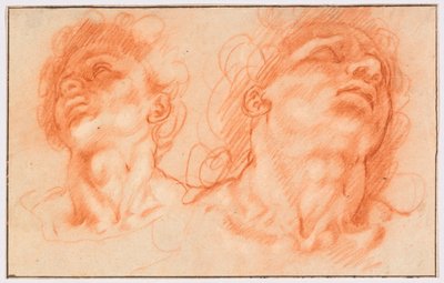 Duas cabeças masculinas segundo a Antiguidade, os filhos de Laocoonte de Hendrick Goltzius