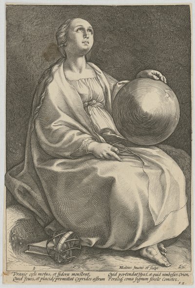 Urania, folha 9 da série «Nove Musas» de Hendrick Goltzius