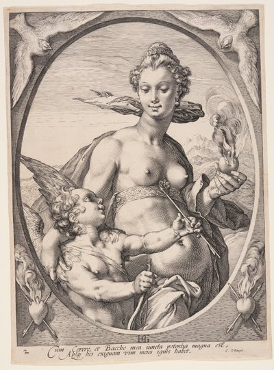 Vénus e Amor, de Três Deuses ou Deusas Pagãos de Hendrick Goltzius