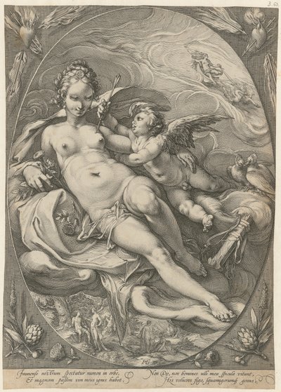 Vénus e Cupido, folha 2 da série «Três Deusas» de Hendrick Goltzius