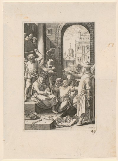 A Zombaria de Cristo, folha 7 da série «A Paixão» de Hendrick Goltzius