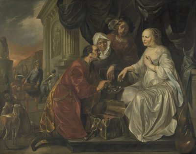 Rebecca recebendo presentes do servo de Abraão de Hendrick Heerschop
