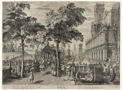 Primavera
Primavera, uma empresa de um castelo
Longe (título sobre o objecto)
As quatro estações (título da série) de Hendrick Hondius (I)
