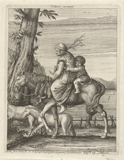 Mulher e criança a cavalo de Hendrick Hondius (I)