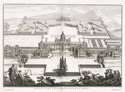 Castle Howard em Yorkshire, de "Vitruvius Britannicus" ou "The British Architect, contendo as plantas, elevações e seções dos edifícios regulares públicos e privados, na Grã-Bretanha" por Colin Campbell de Hendrick Hulsberg