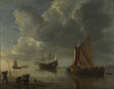 Um mar calmo, 1655-1657 de Hendrick Jacobsz. Dubbels