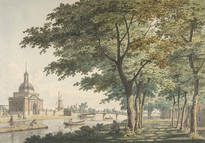 O Muiderpoort, Amsterdã, visto do Plantage, 1771. de Hendrick Keun