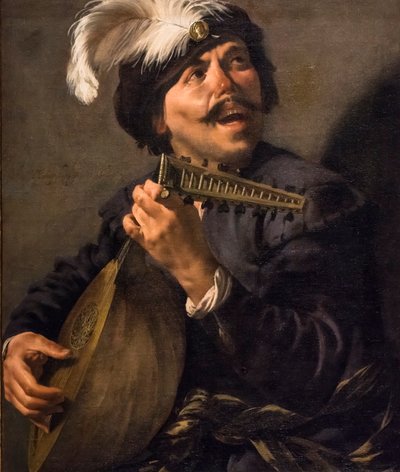 Tocador de alaúde a cantar, ca. 1626 (Óleo sobre tela) de Hendrick Ter Brugghen
