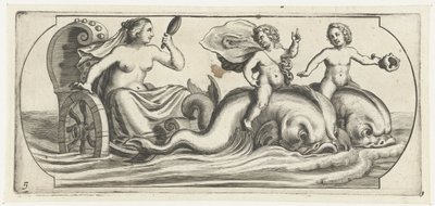 Anfitrite em uma carruagem Nouveau Livre des Dieux et Deeßes De la Marine Bouckje of Sea Gods and Goddesses (título da série) de Hendrick de Keyser (I)