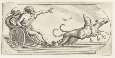 Um deus do mar numa carruagem
Nouveau Livre des Dieux et Deeßes De la Marine Bouckje of Sea Gods and Goddesses (título da série) de Hendrick de Keyser (I)