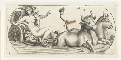Europa em uma carruagem Nouveau Livre des Dieux et Deeßes De la Marine Bouckje of Sea Gods and Goddesses (título da série) de Hendrick de Keyser (I)
