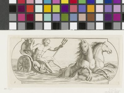 Neptuno numa carruagem
Nouveau Livre des Dieux et Deeßes De la Marine Bouckje of Sea Gods and Goddesses (título da série) de Hendrick de Keyser (I)