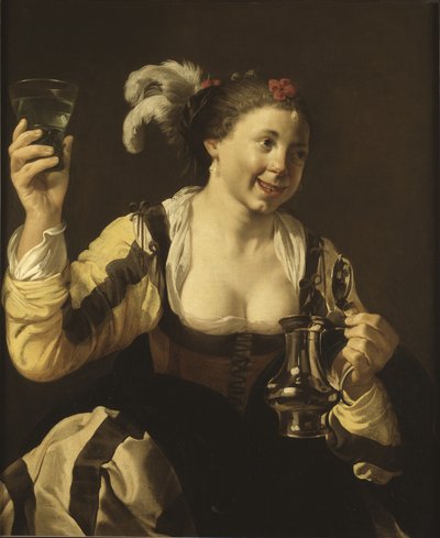 Uma garota segurando um copo, c.1620 de Hendrick ter Brugghen